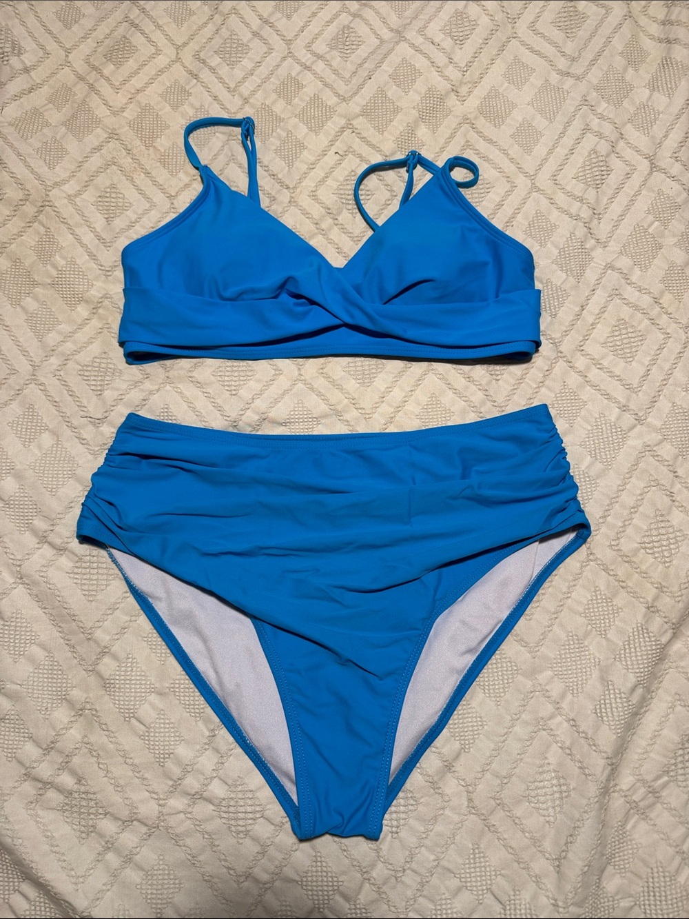 Zaful Bright Blue High-Waist Bikini Set